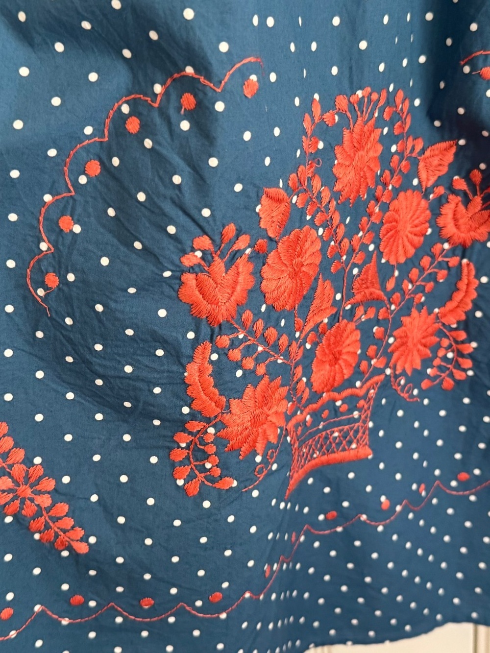 DARLING SISTER MARY, INDIGO POLKA DOT DRESS WITH EMBROIDERY - Picture 14 of 16